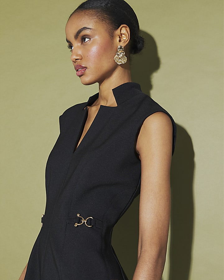 Black Belted Midi Dress