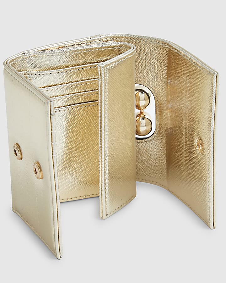 Gold Applique Flower Clip Top Purse