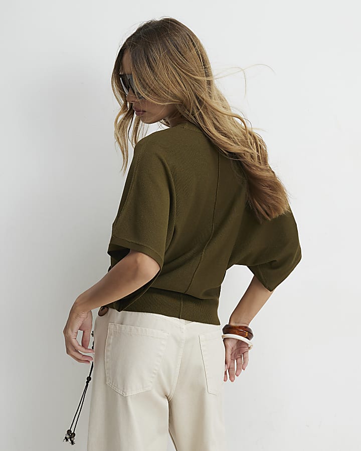 Green Knitted Short Sleeve T-Shirt