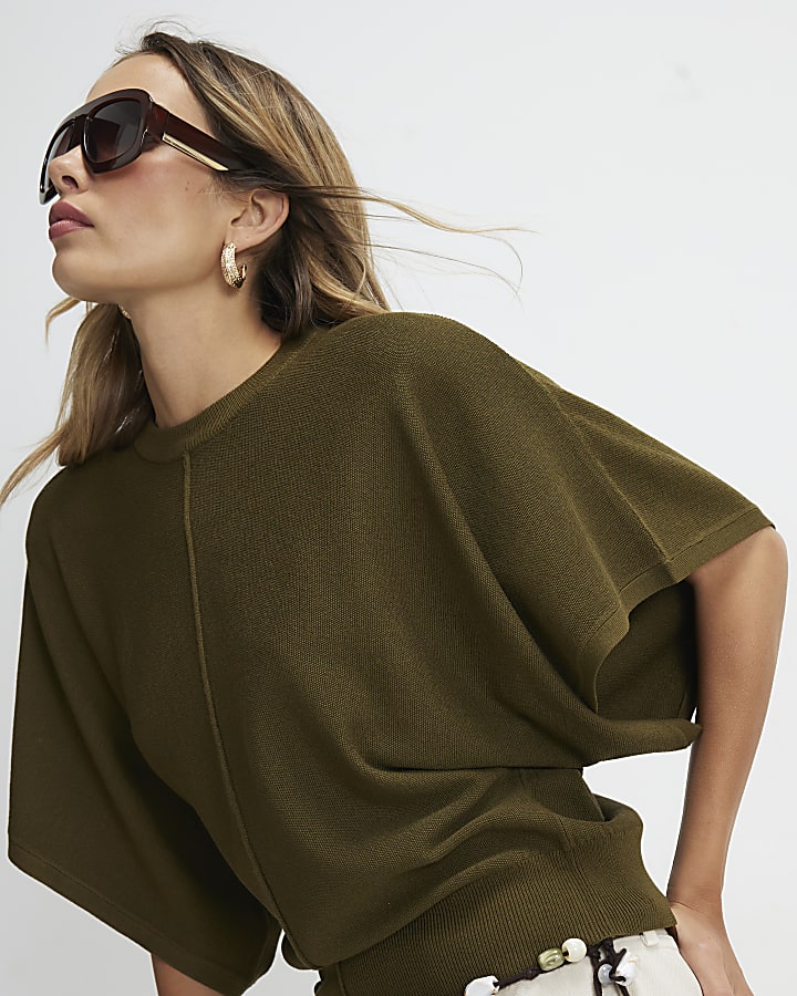 Green Knitted Short Sleeve T-Shirt