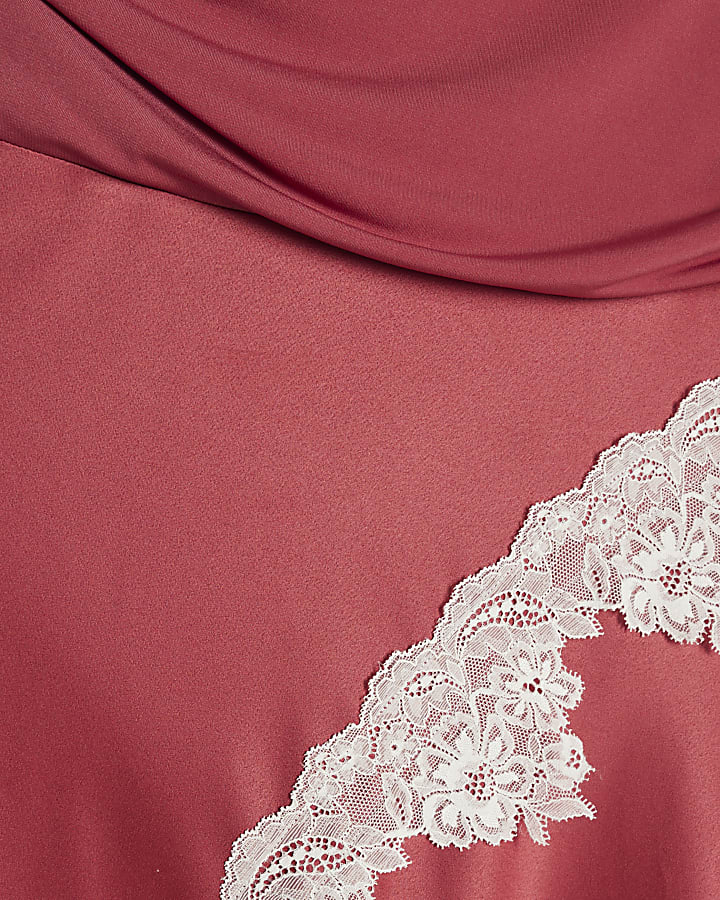 Pink Lace Hybrid Drape Maxi Dress