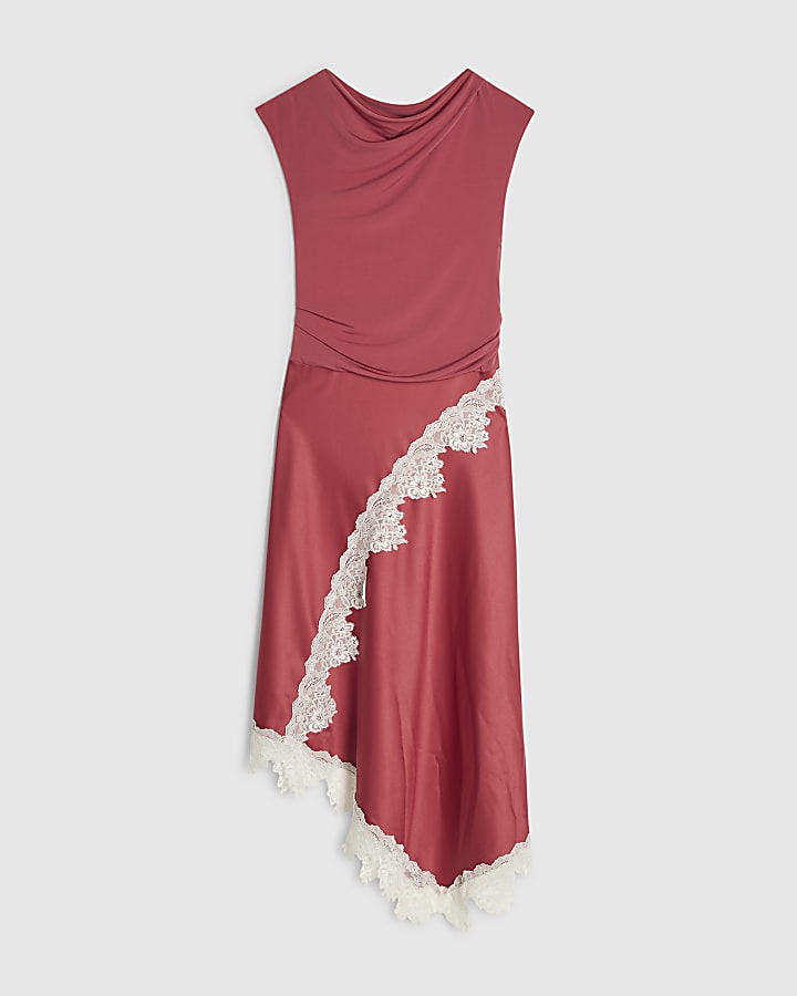 Pink Lace Hybrid Drape Maxi Dress