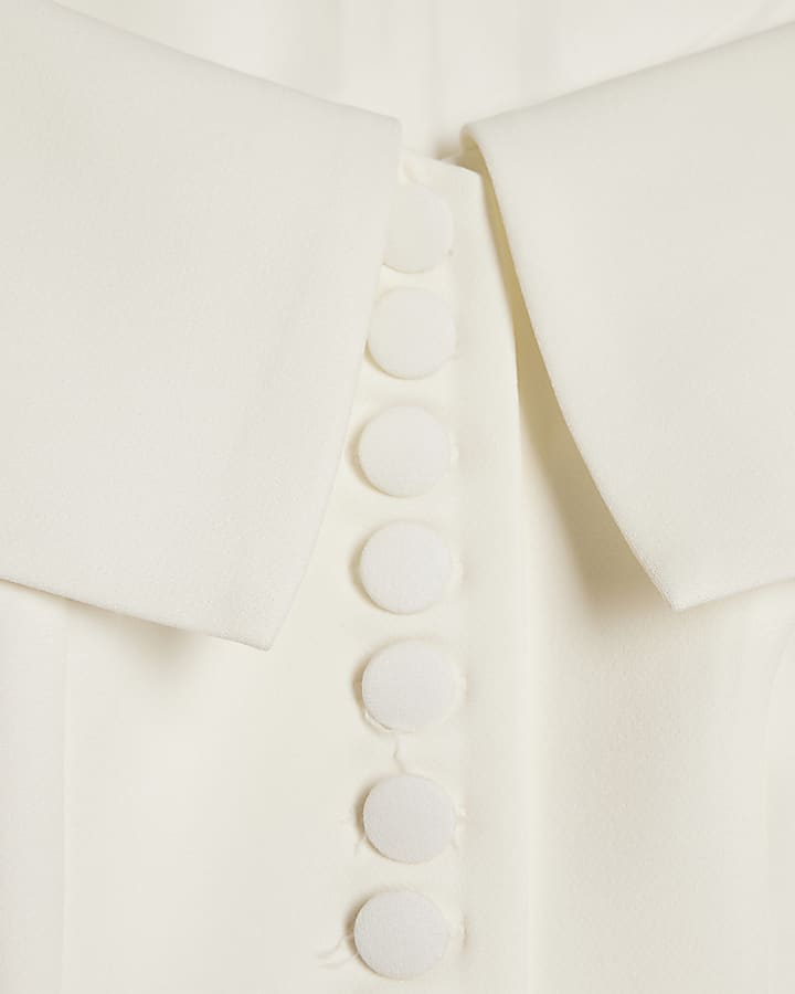 White Premium Structured Bardot Jacket
