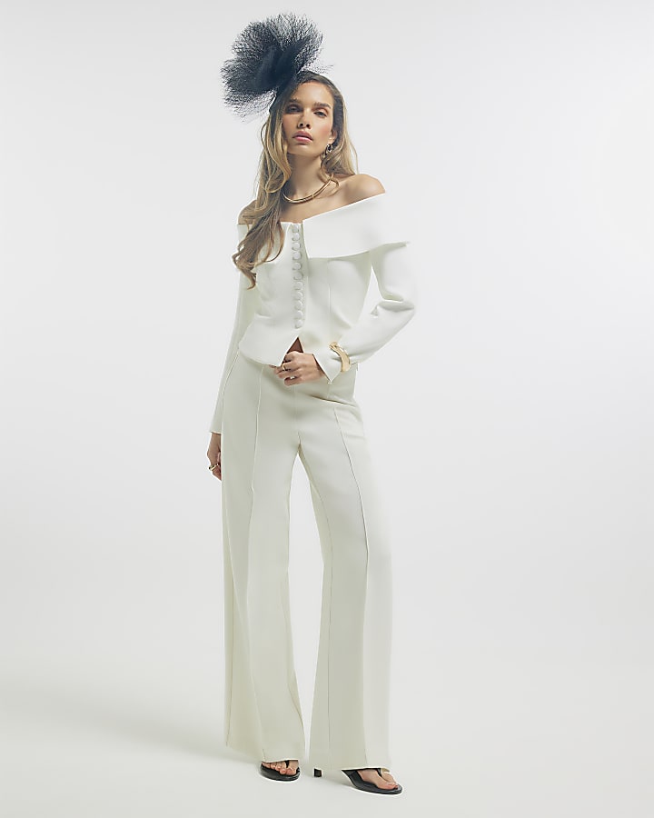 White Structured Bardot Jacket