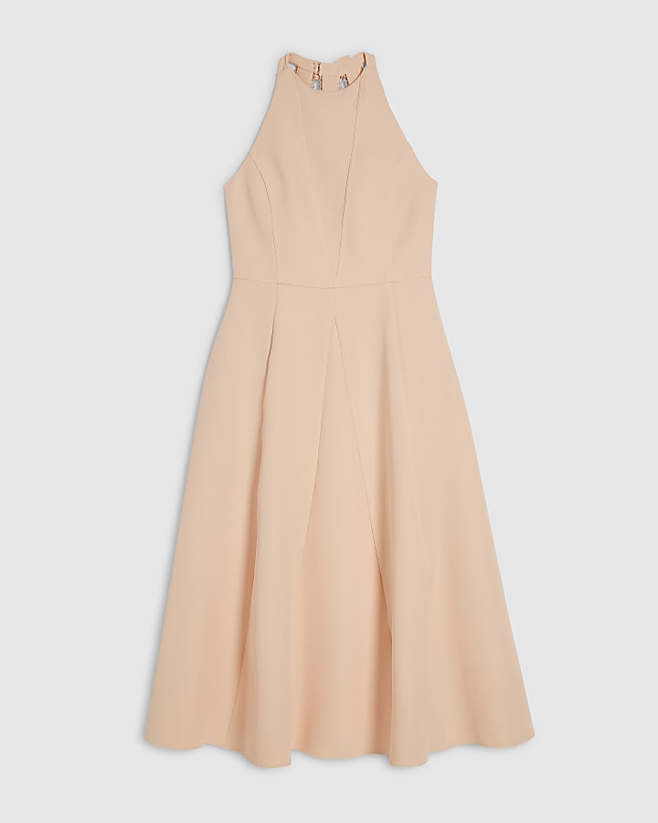 Orange Bow Back Detail Midi Dress