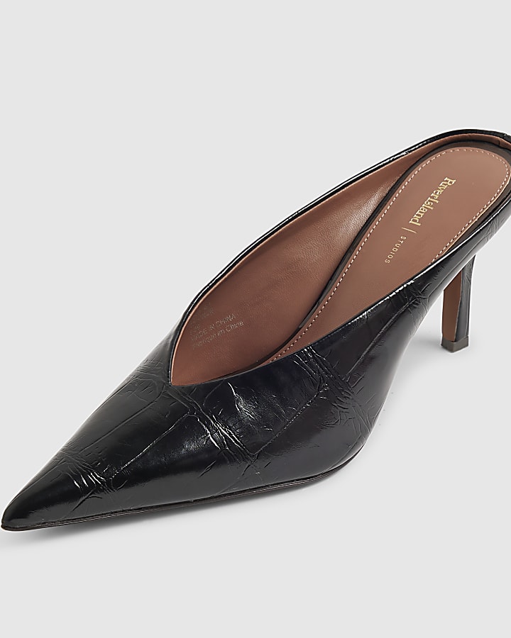Black High Mule Court Heels