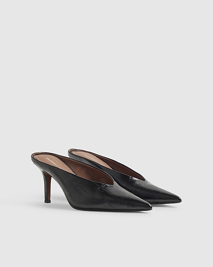 Black High Mule Court Heels