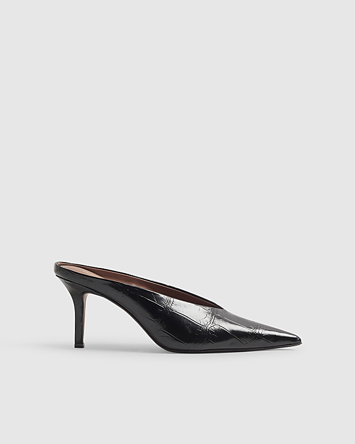 Black High Mule Court Heels