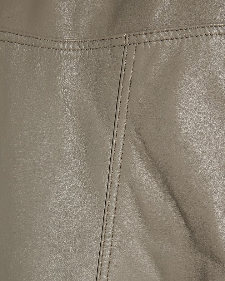 Grey RI Studio Leather Barrel Leg Trousers