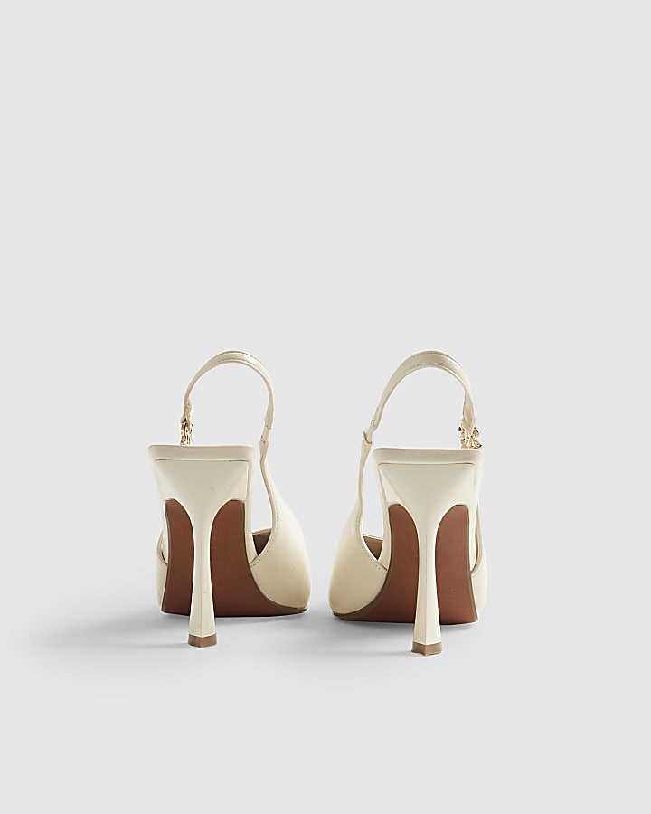 Cream Slingback Logo Court Heels