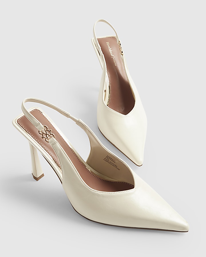 Cream Slingback Logo Court Heels