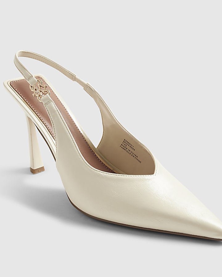 Cream Slingback Logo Court Heels