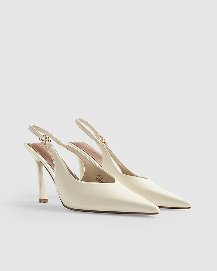 Cream Slingback Logo Court Heels