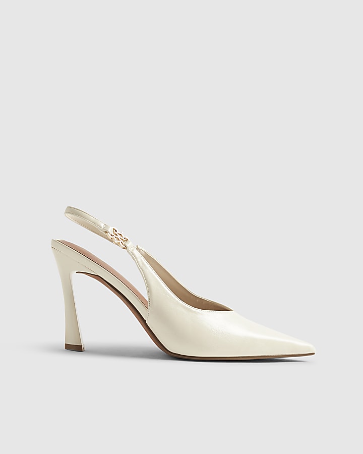 Cream Slingback Logo Court Heels