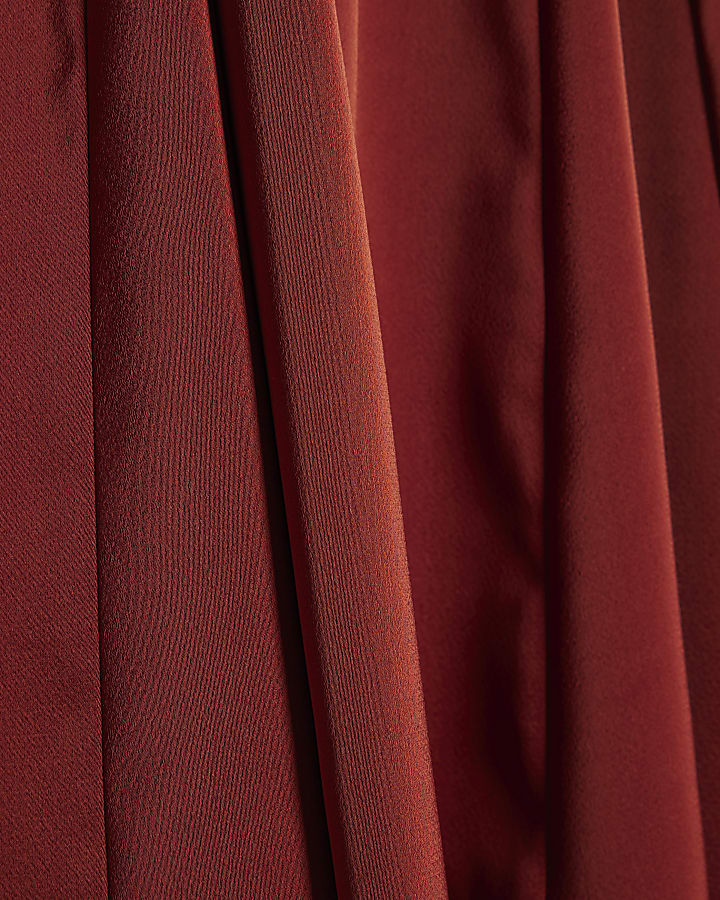 Red Seamed Maxi Skirt