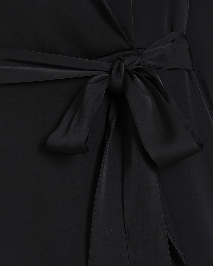 Black Wrap Front Mini Dress