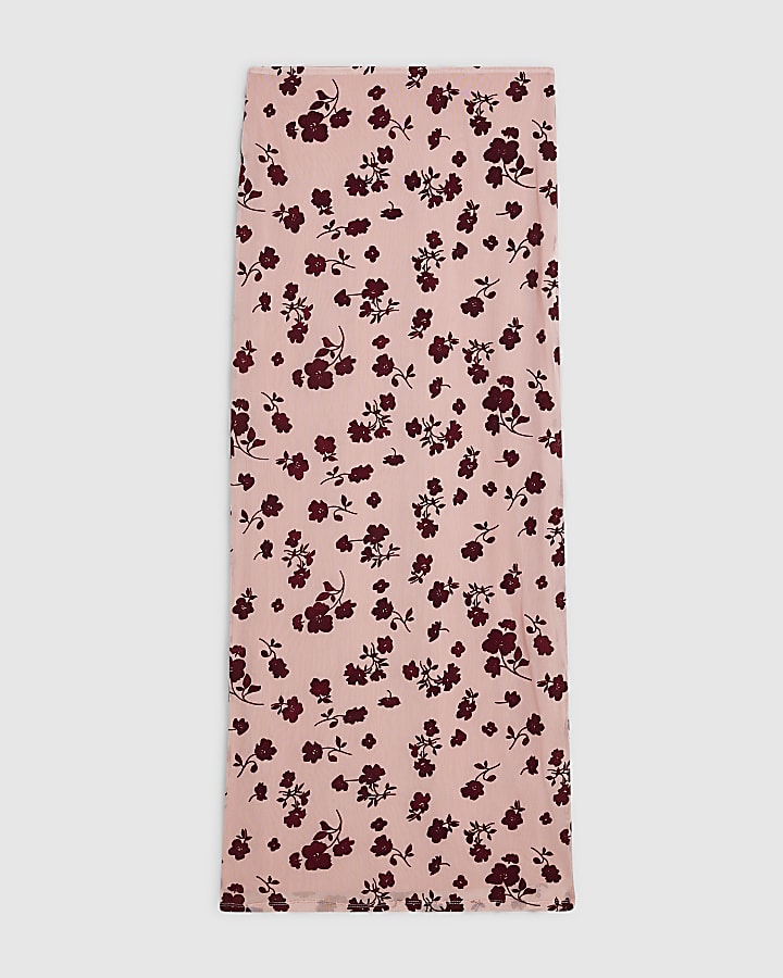 Pink Devore Maxi Skirt