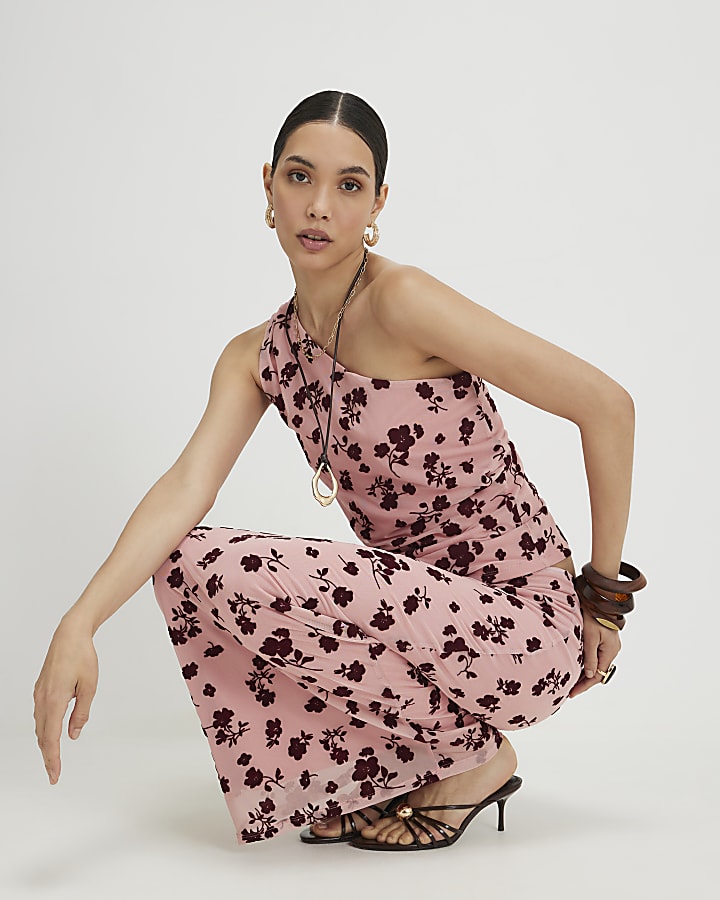 Pink Devore Maxi Skirt