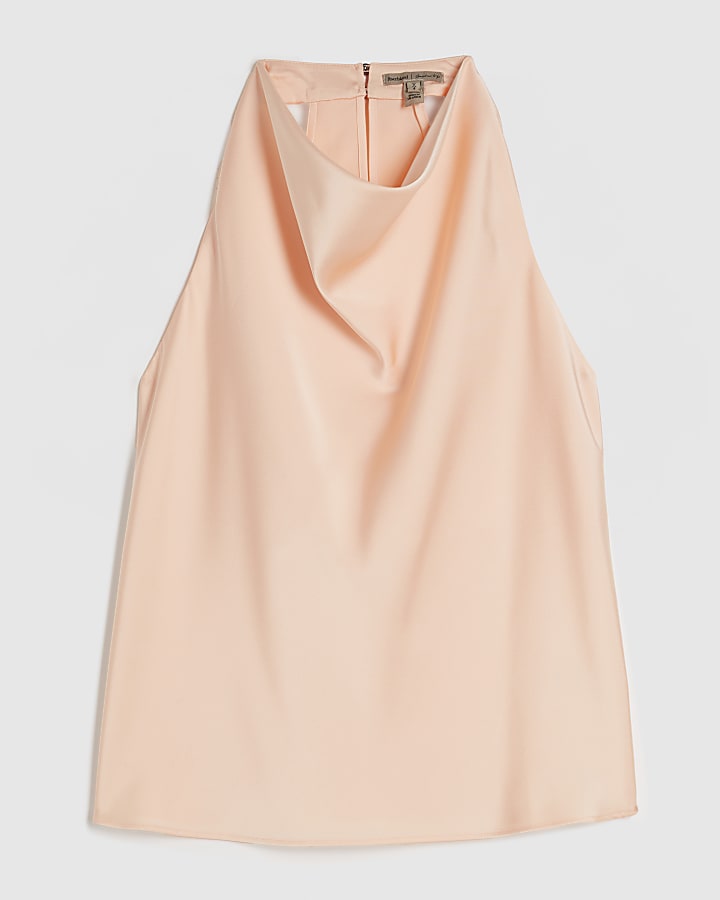 Pink Satin Halter Neck Top