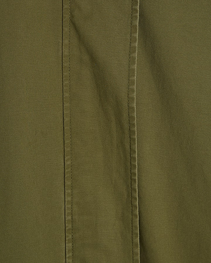 Green Drop Hem Drawstring Utility Jacket