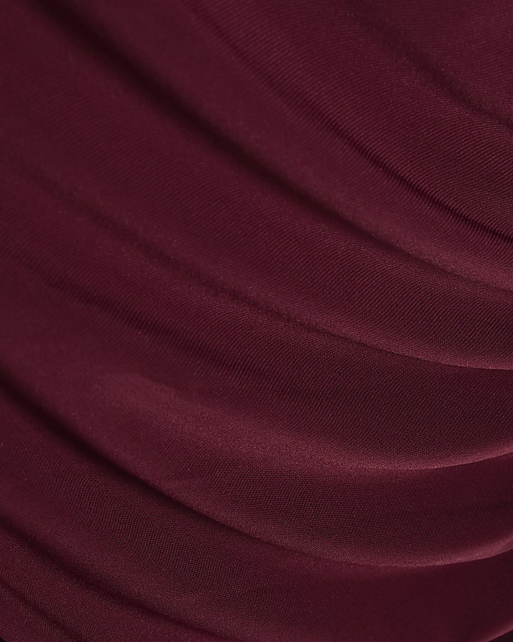 Red Sleeveless Ruched Maxi Dress