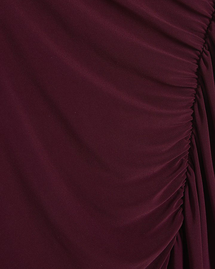 Petite Red Ruched Maxi Dress