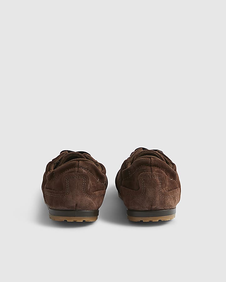 Brown Suede Elastic Back Trainers