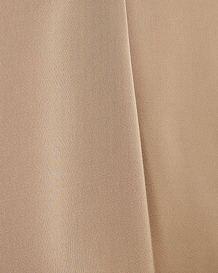 Beige Satin Polo Top