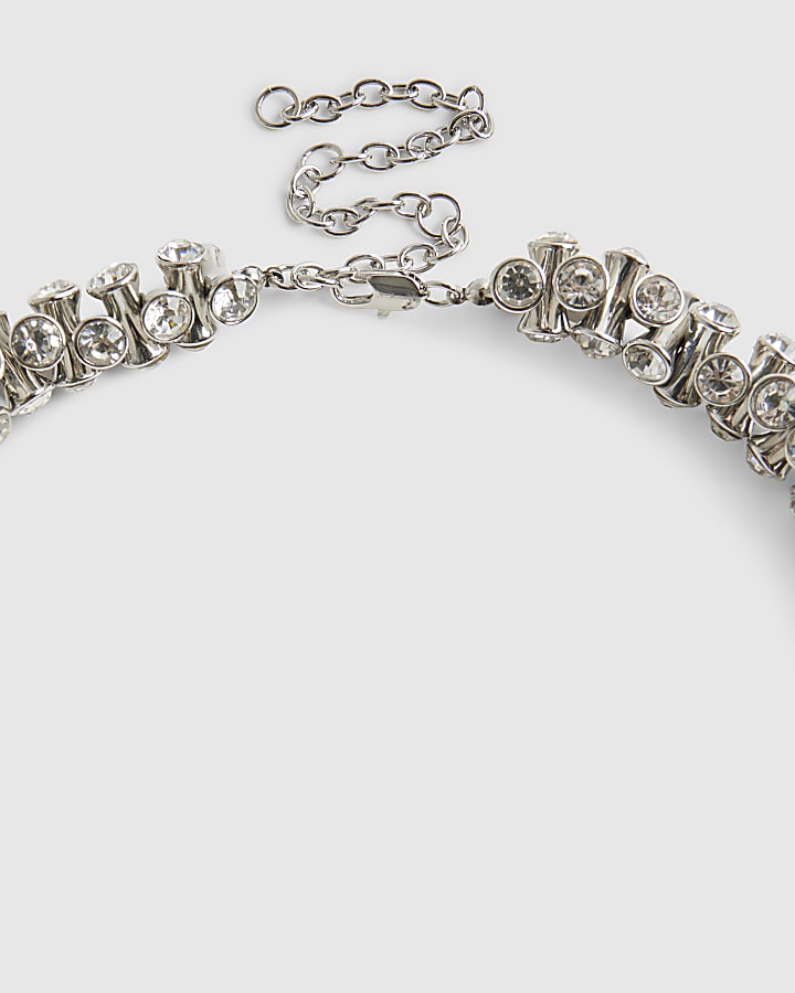 Silver Diamond Simulant Rope Necklace