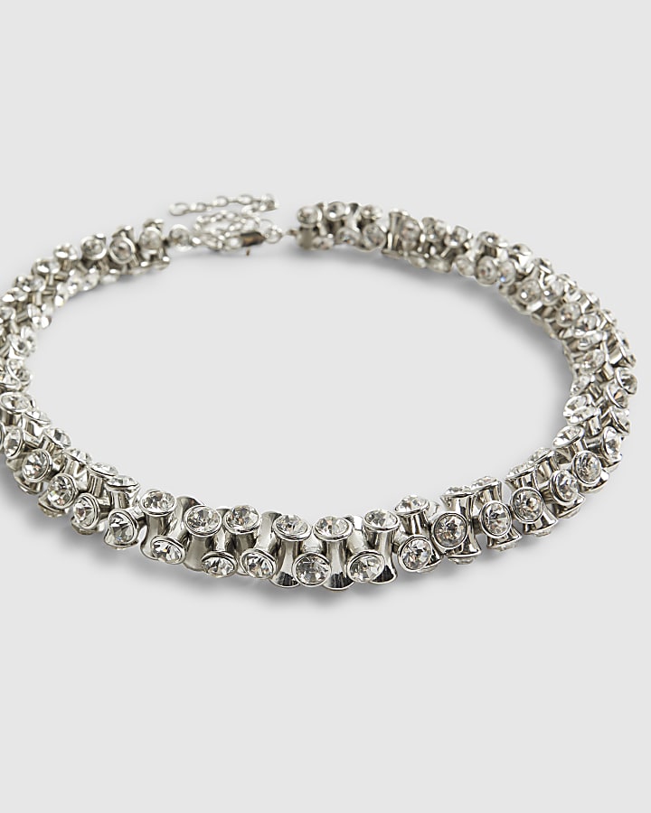Silver Diamond Simulant Rope Necklace