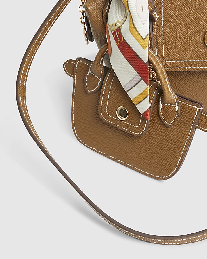 Brown Mini Flap Cross Body Bag