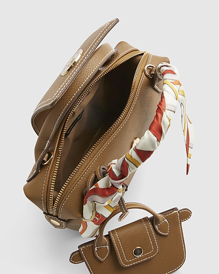 Brown Mini Flap Cross Body Bag