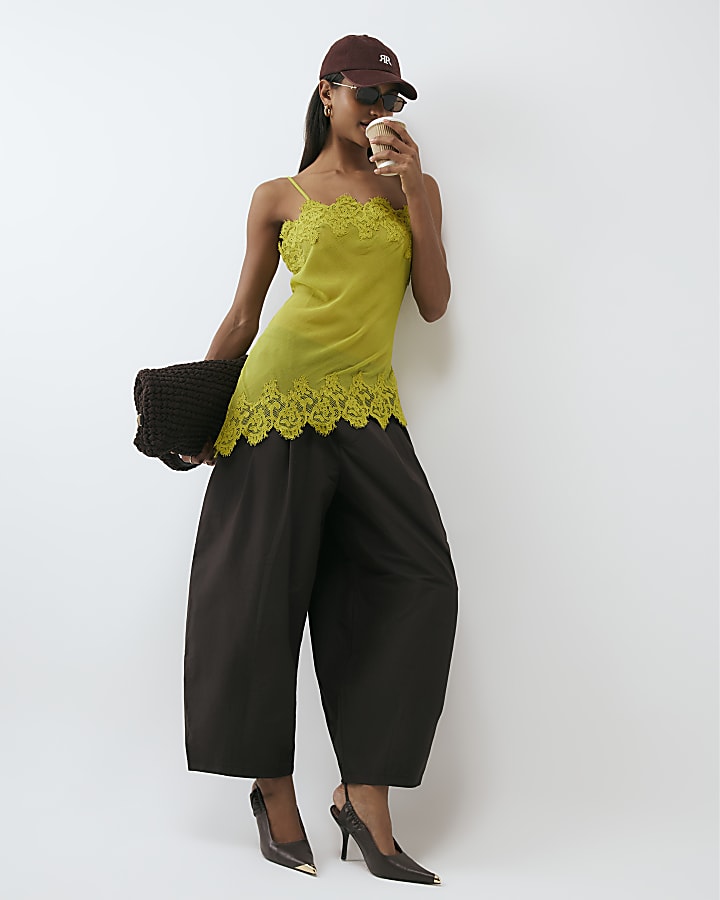 Green Lace Longline Cami Top