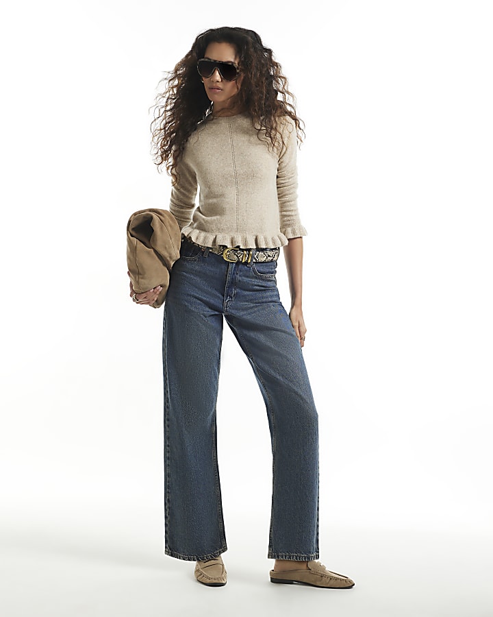 Beige Frill Trim Jumper