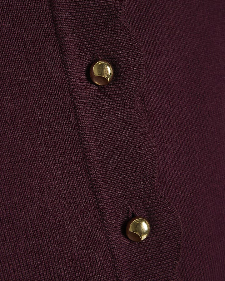 Red Scallop Detail Knit Cardigan