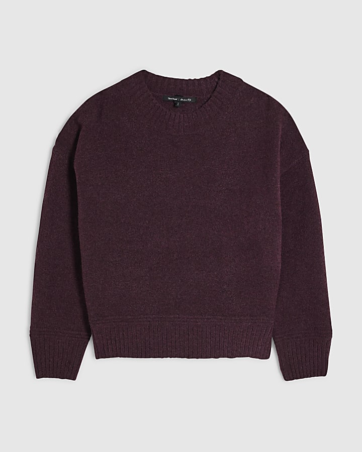 Burgundy Soft Crew Neck Knit Jumper