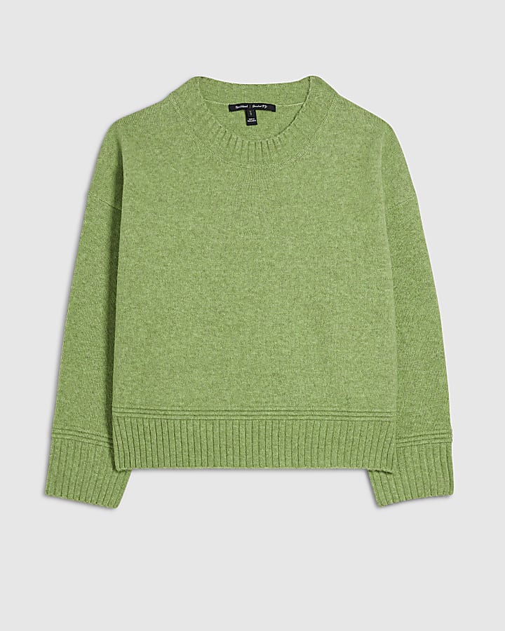 Green Knit Soft Crew Neck Jumper