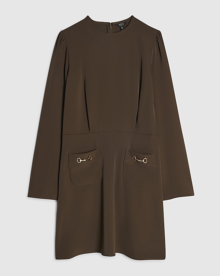 Brown Rib V Neck Jumper