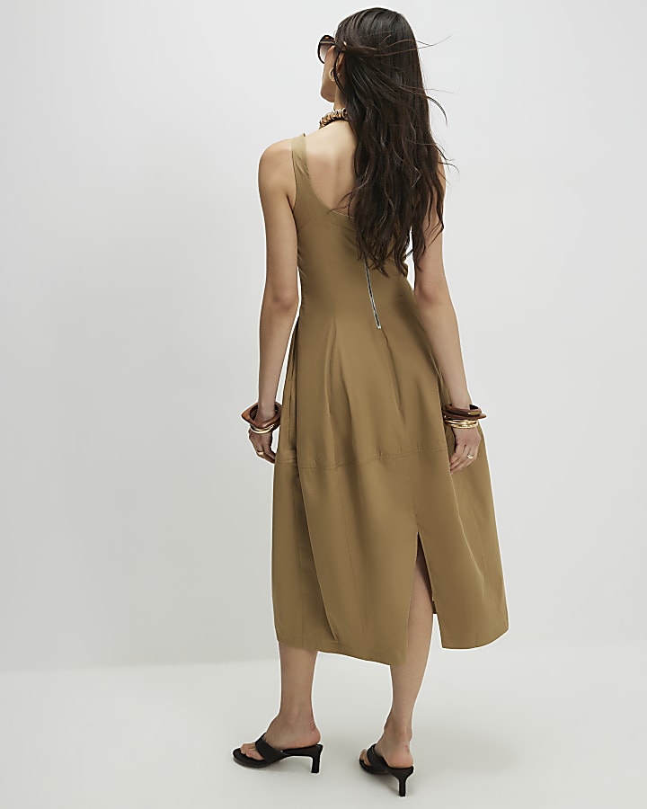Beige Cocoon Midi Dress