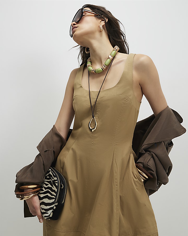 Beige Cocoon Midi Dress