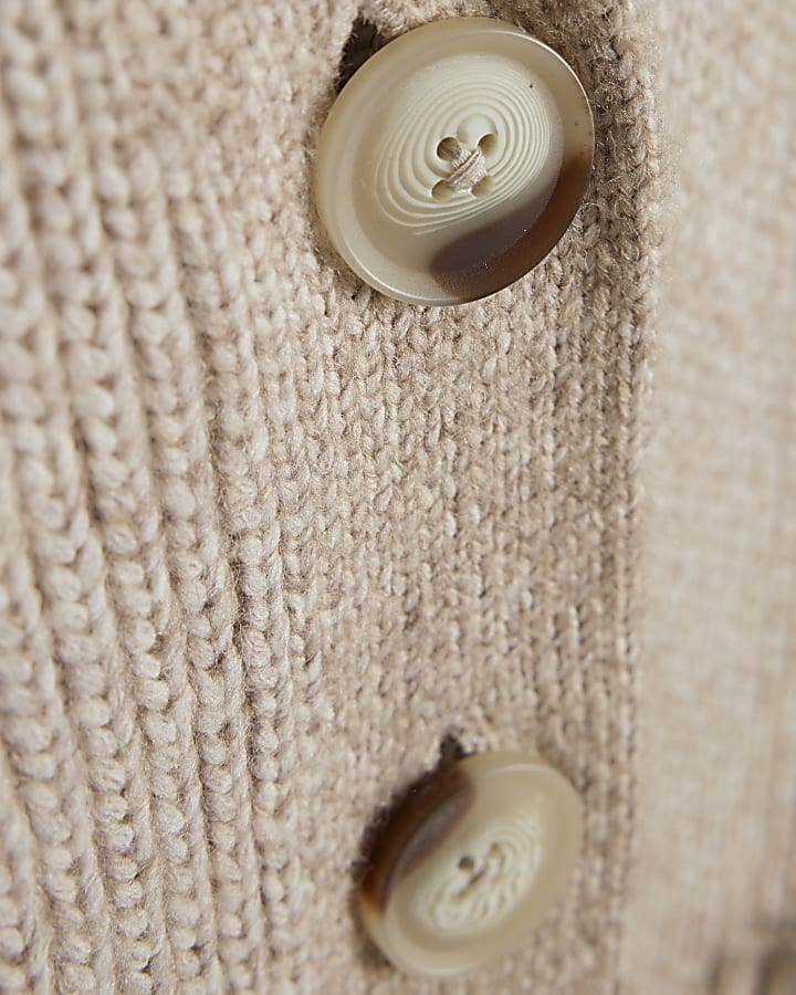 Beige Fisherman Rib Cardigan