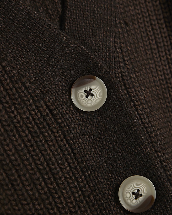 Brown Fisherman Rib Cardigan