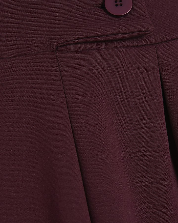 Red Tailored Interlock Wide Leg Trousers