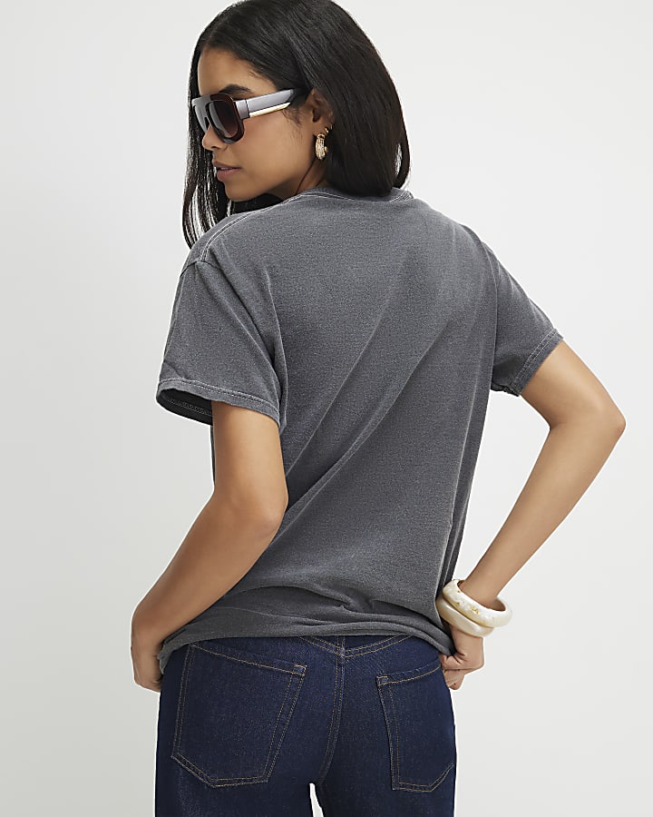 Grey Washed Quirky Trim T-Shirt