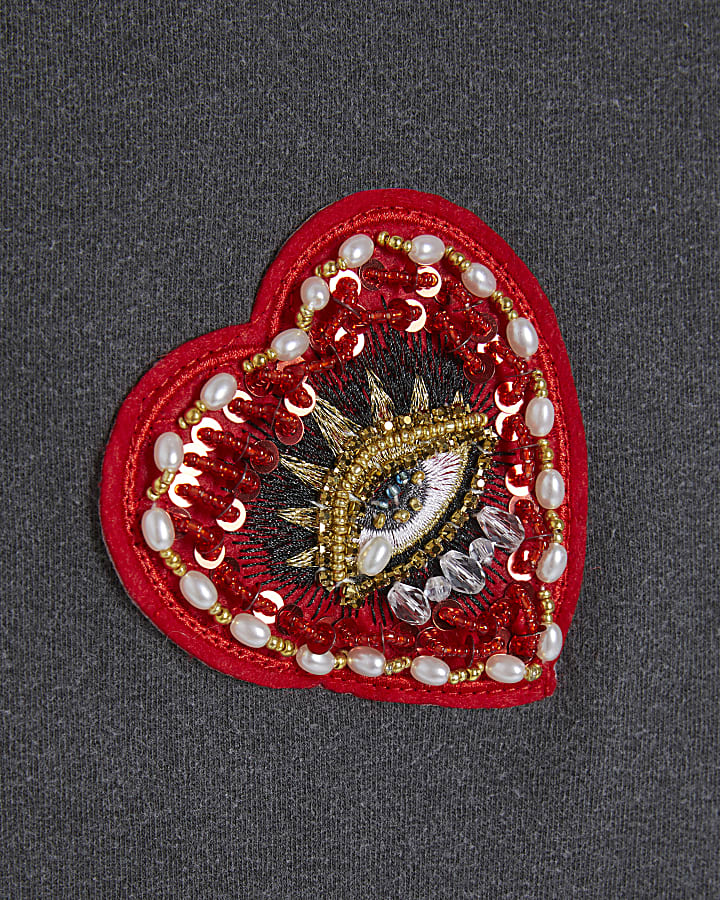 Grey Washed Quirky Trim T-Shirt