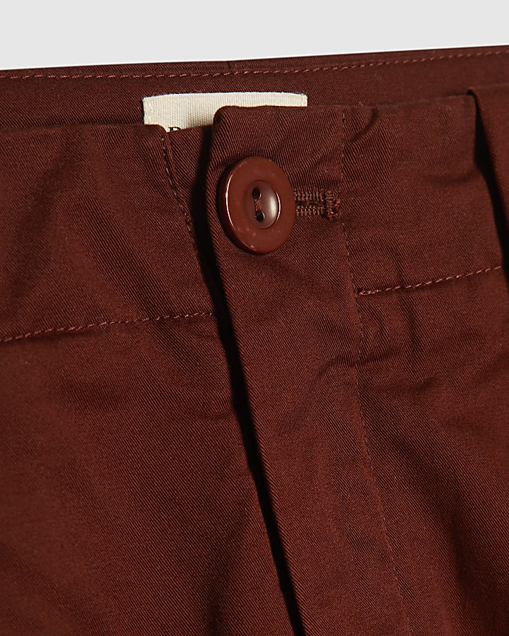 Red Twill Pleat Front Barrel Leg Trousers
