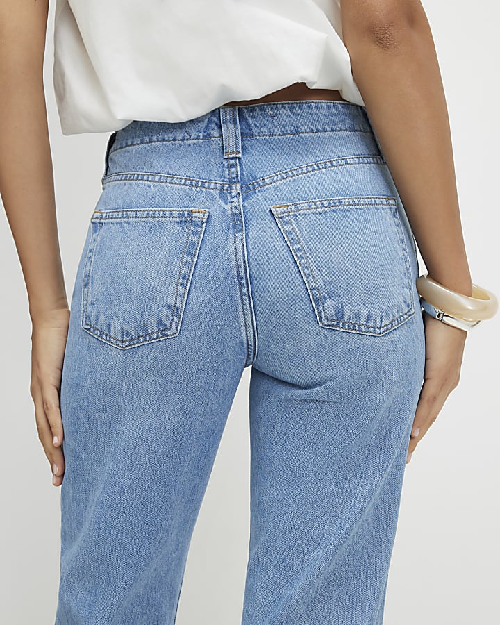 Blue Classic Relaxed Flare Leg Jeans