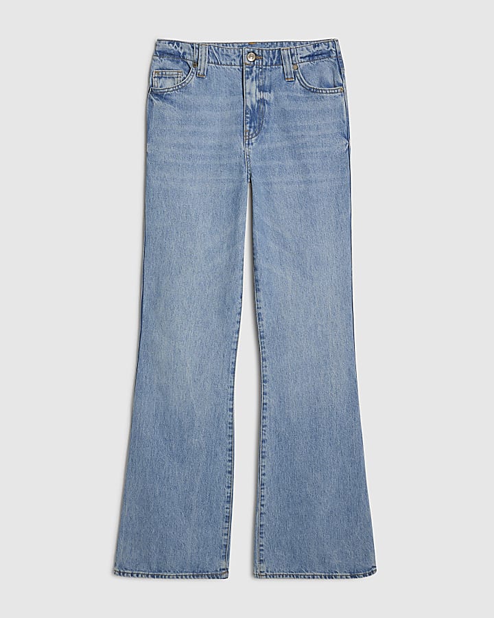 Blue Classic Relaxed Flare Leg Jeans