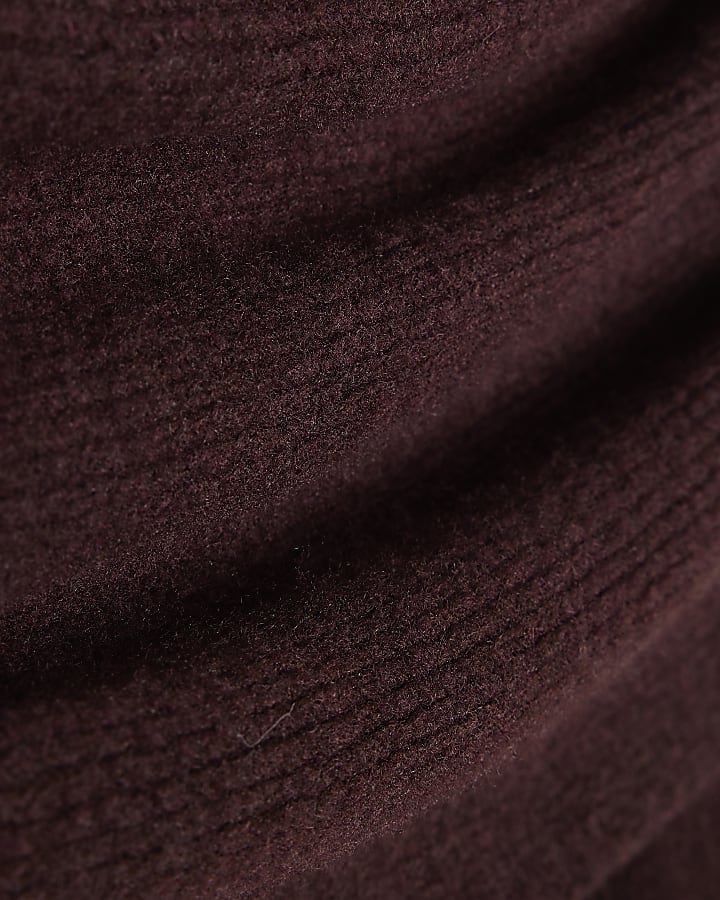 Burgundy Gathered Bardot Jumper
