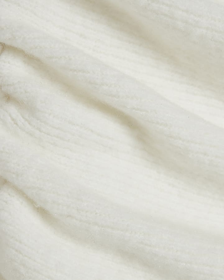 Cream Gathered Bardot Jumper